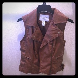 Faux leather vest